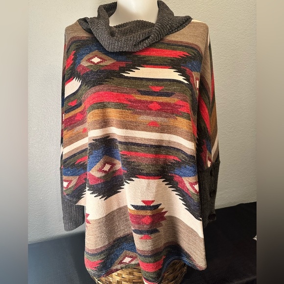 Eclipse Tops - Eclipse Women’s Batwing Aztec Western Tunic size small